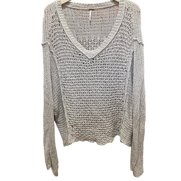 Free People V- Neck Open Knit Sweater - Picture 2 of 5